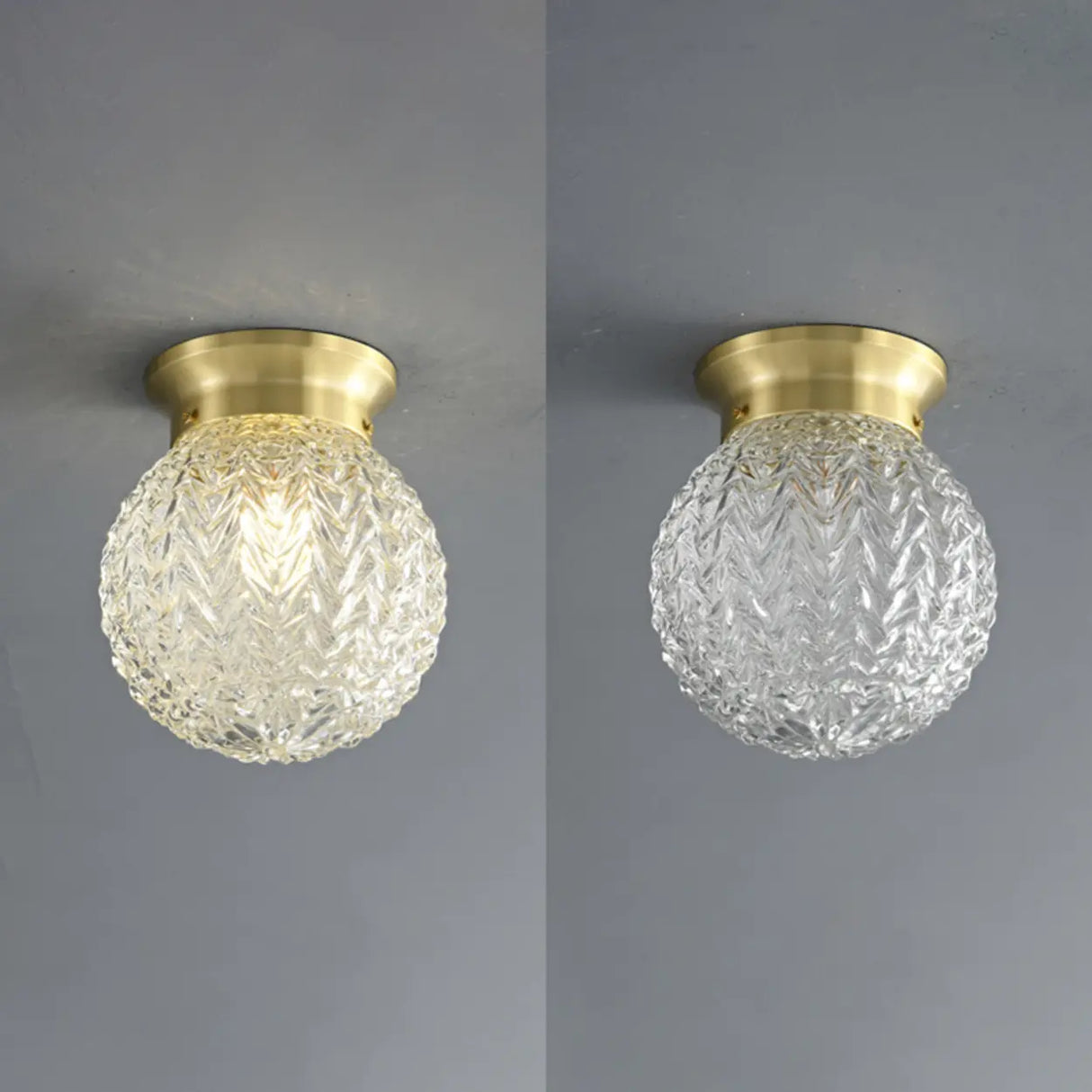 Simple Geometric Cracked Glass Semi-Flush Mount Light Image - 8