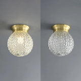 Simple Geometric Cracked Glass Semi-Flush Mount Light Image - 8