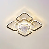 Simple Geometric Flush Mount Modern Ceiling Fan Light Image - 10