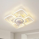 Simple Geometric Flush Mount Modern Ceiling Fan Light Image - 11