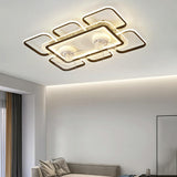 Simple Geometric Flush Mount Modern Ceiling Fan Light Image - 20