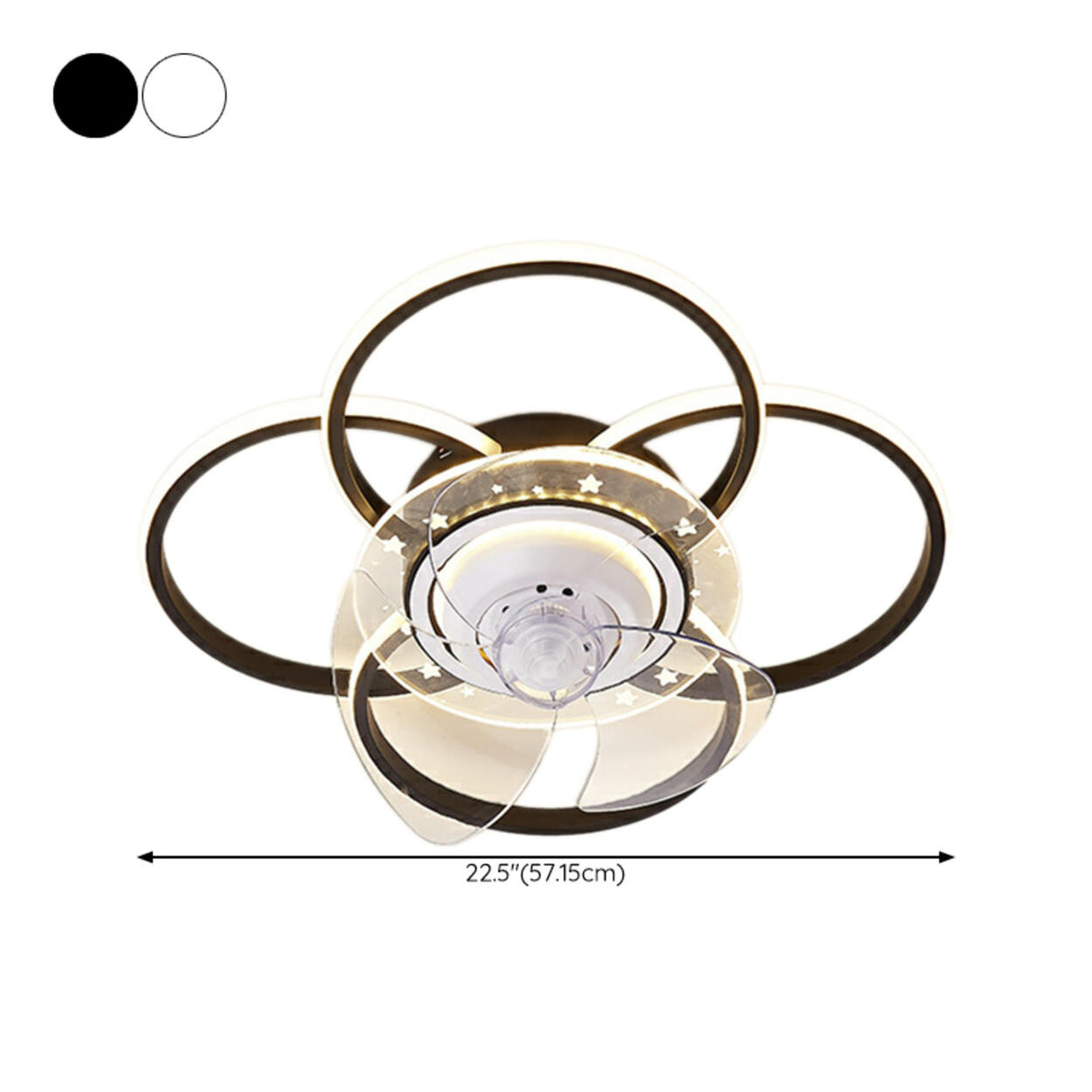 Simple Geometric Flush Mount Modern Ceiling Fan Light Image - 23