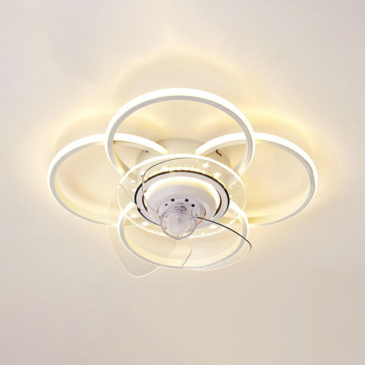 Simple Geometric Flush Mount Modern Ceiling Fan Light Image - 3