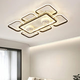 Simple Geometric Flush Mount Modern Ceiling Fan Light Image - 5