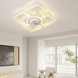 Simple Geometric Flush Mount Modern Ceiling Fan Light Image - 8