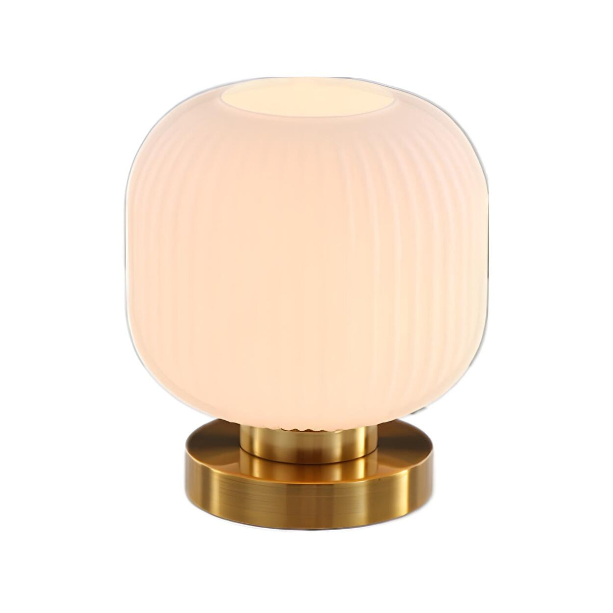 Simple Geometric Glass Brass Base Night Table Lamp Image - 12