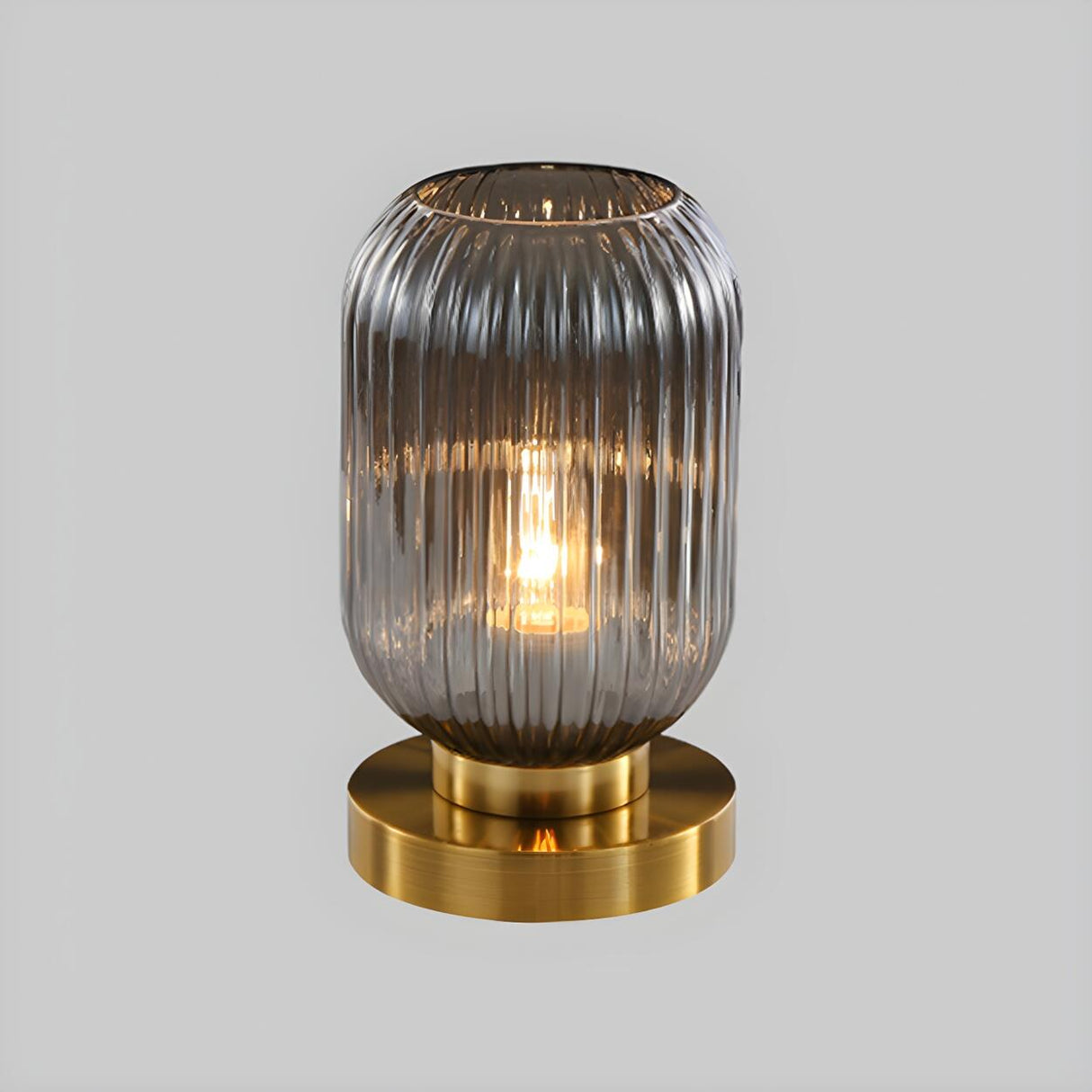 Simple Geometric Glass Brass Base Night Table Lamp Image - 17