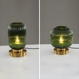 Simple Geometric Glass Brass Base Night Table Lamp Image - 19