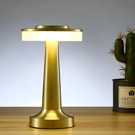 Simple Geometric Gold LED Table Lamp with Touch Switch Image - 1