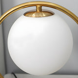 Simple Geometric Metal Frame White Glass Table Lamp Image - 17