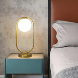 Simple Geometric Metal Frame White Glass Table Lamp Image - 4