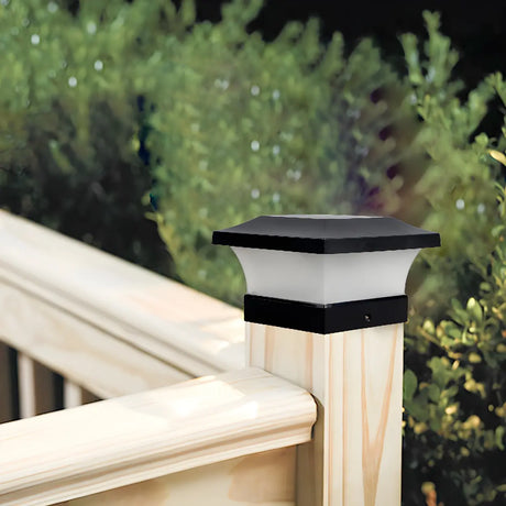 Simple Geometric Metal Outdoor Pillar Table Lamp Black Image - 1