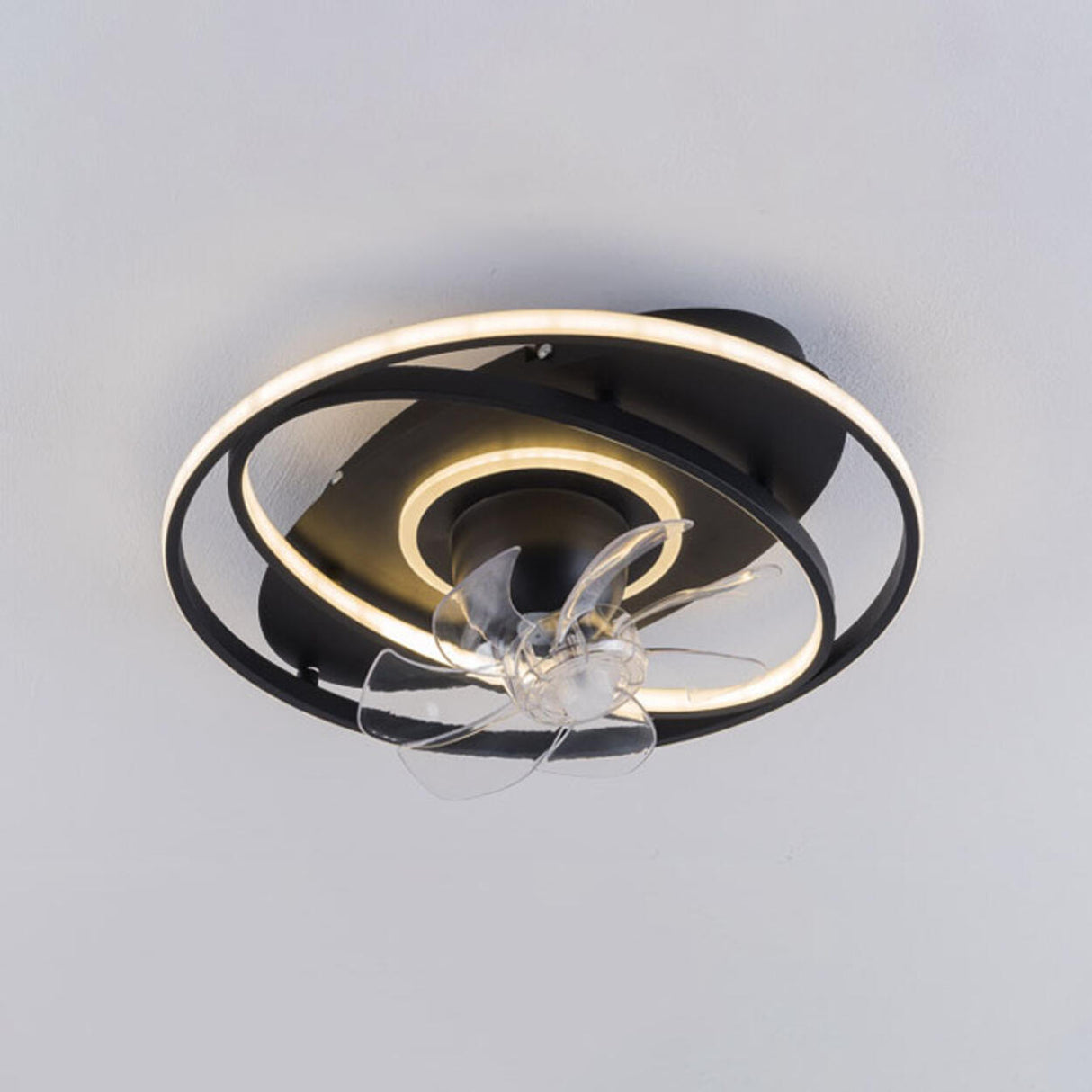 Simple Geometric Rings 7 Blade Ceiling Fan with Light Image - 11