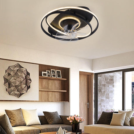 Simple Geometric Rings 7 Blade Ceiling Fan with Light Image - 2