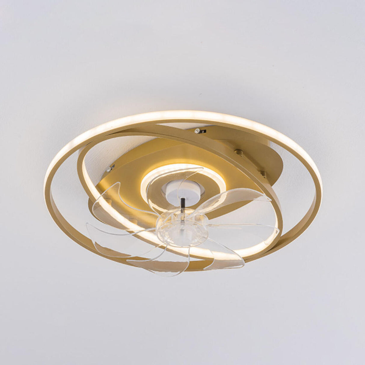 Simple Geometric Rings 7 Blade Ceiling Fan with Light Image - 6