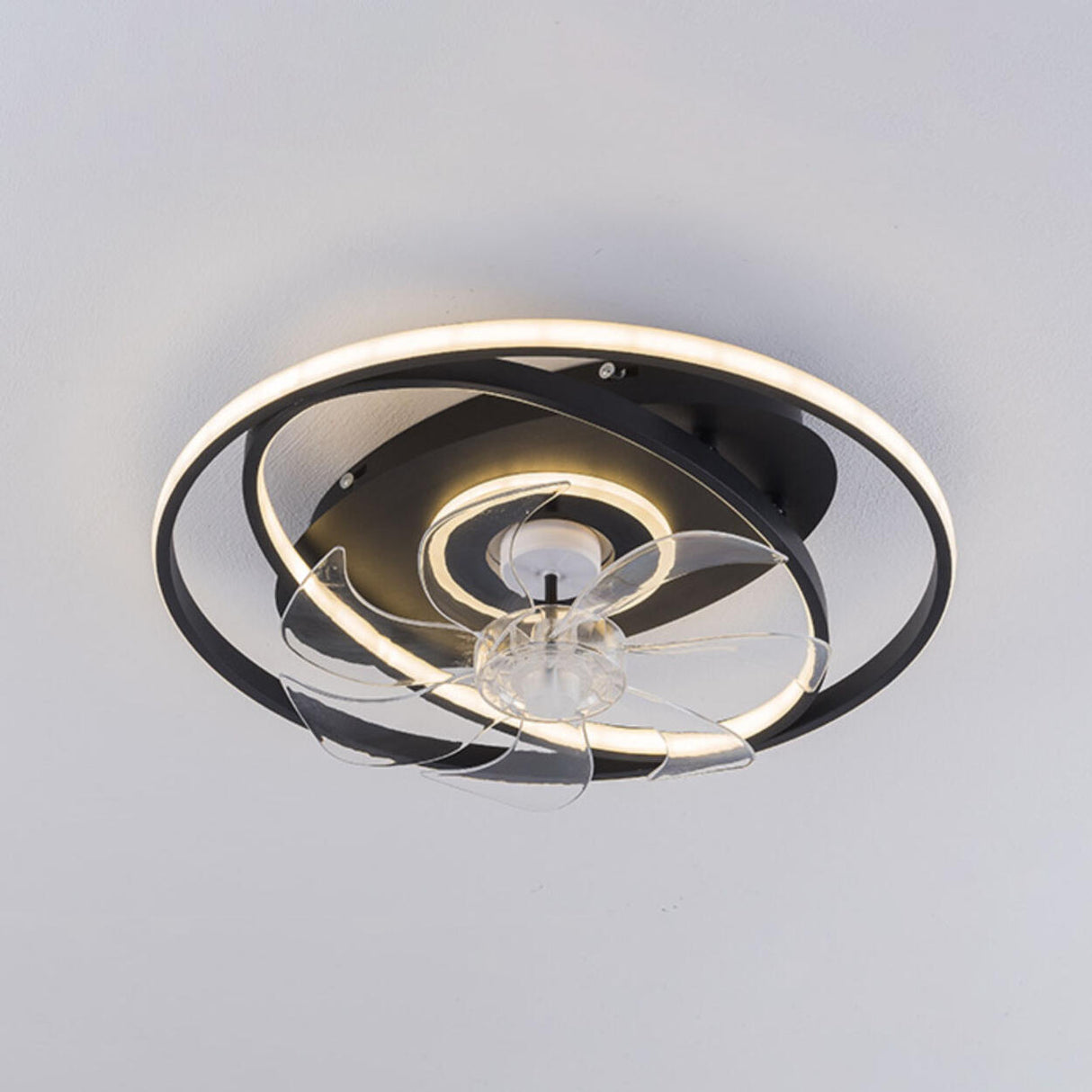 Simple Geometric Rings 7 Blade Ceiling Fan with Light Image - 7