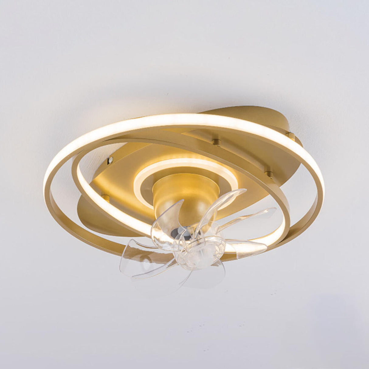 Simple Geometric Rings 7 Blade Ceiling Fan with Light Image - 8