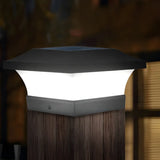 Simple Geometric Solar Outdoor Black LED Pillar Light Image - 12