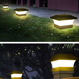 Simple Geometric Solar Outdoor Black LED Pillar Light Image - 13