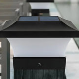 Simple Geometric Solar Outdoor Black LED Pillar Light Image - 14