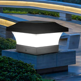 Simple Geometric Solar Outdoor Black LED Pillar Light Image - 2