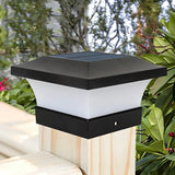 Simple Geometric Solar Outdoor Black LED Pillar Light Image - 3