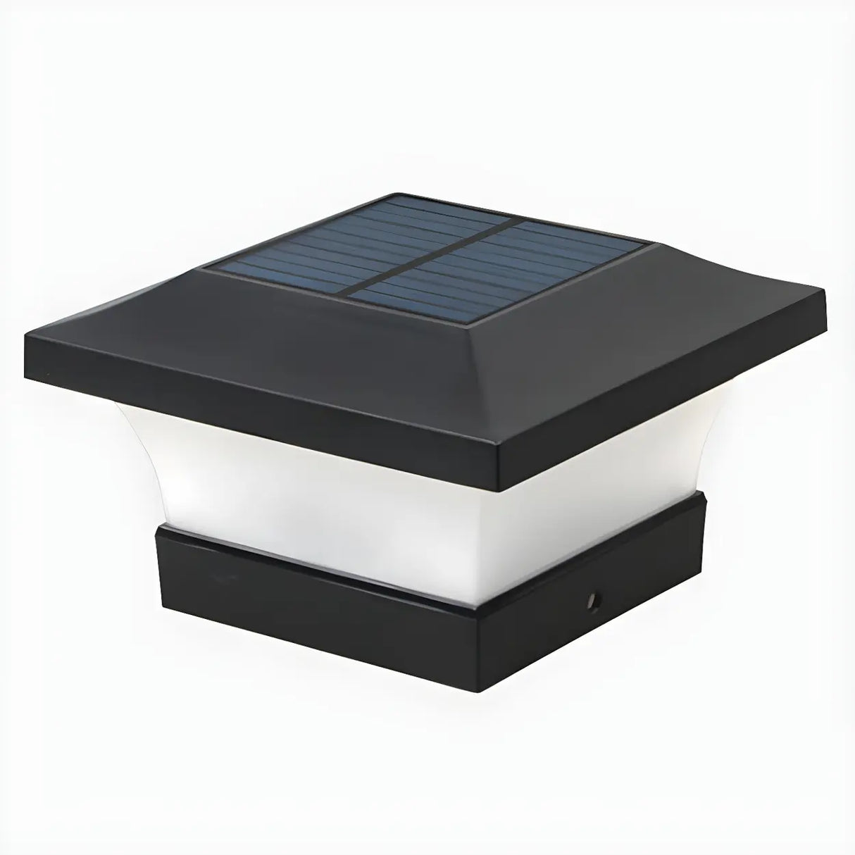 Simple Geometric Solar Outdoor Black LED Pillar Light Image - 7