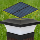 Simple Geometric Solar Outdoor Black LED Pillar Light Image - 8