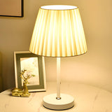 Simple Geometric White Barrel Shade Standard Table Lamp Image - 10