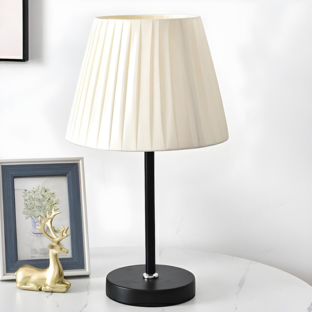 Simple Geometric White Barrel Shade Standard Table Lamp Image - 14