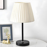 Simple Geometric White Barrel Shade Standard Table Lamp Image - 14