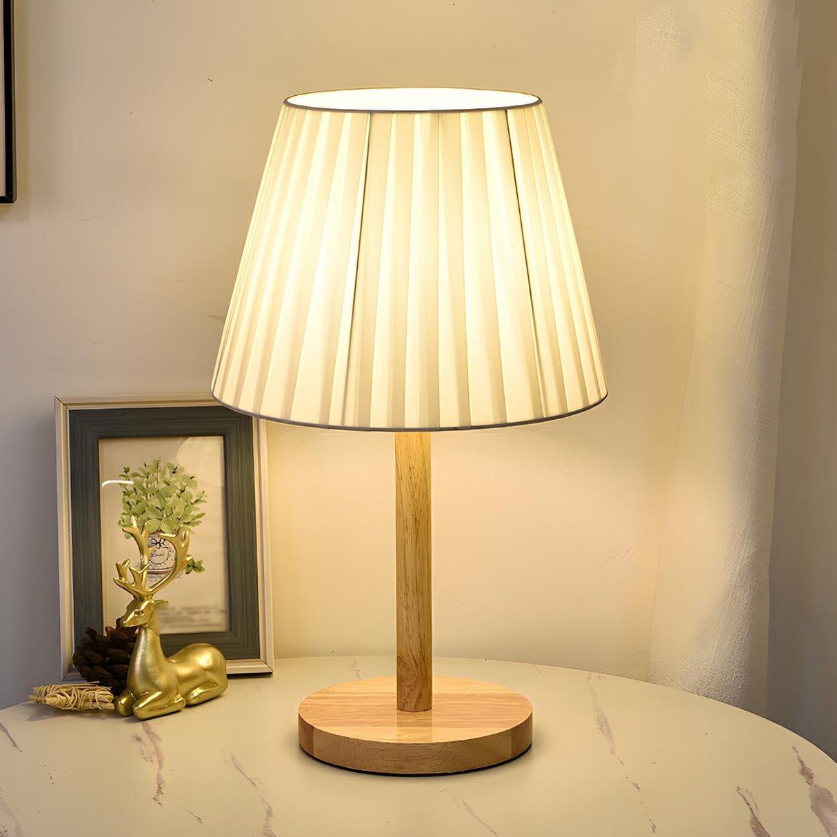 Simple Geometric White Barrel Shade Standard Table Lamp Image - 4