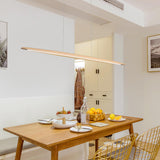 Simple Geometric Wooden LED Island Hanging Light Image - 6