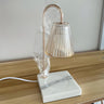 Simple Glass Barrel Shade Stone Base Candle Table Lamp Image - 10