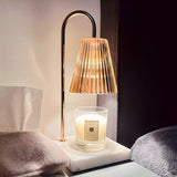 Simple Glass Barrel Shade Stone Base Candle Table Lamp Image - 13