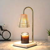 Simple Glass Barrel Shade Stone Base Candle Table Lamp Image - 16