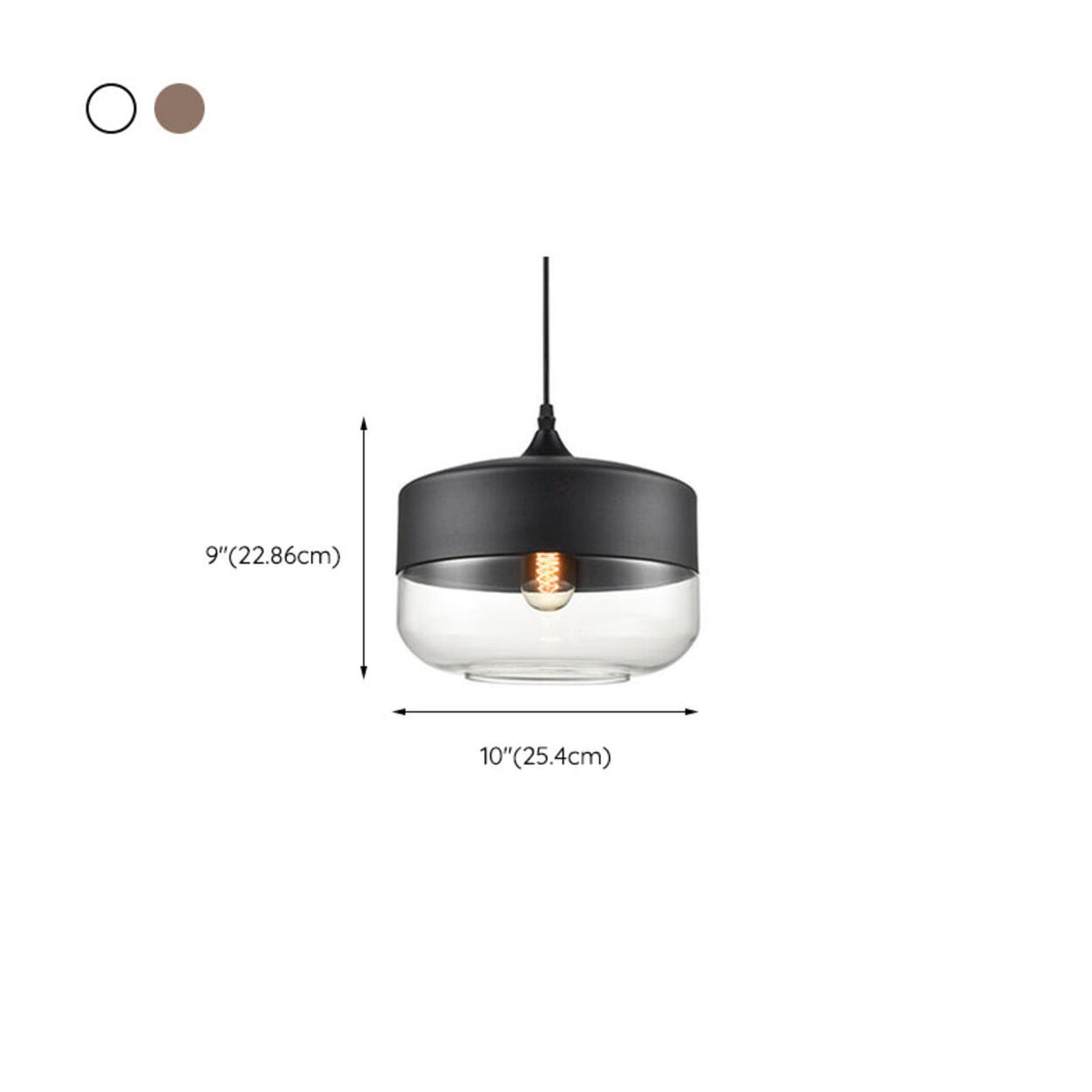 Simple Glass Black Pendant Lighting Adjustable Height 