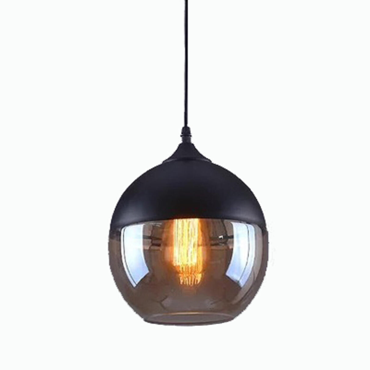 Simple Glass Black Pendant Lighting Adjustable Height Image - 5