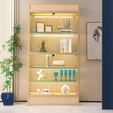 Simple Glass Freestanding Metal Display Cabinet Gold Image - 18