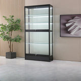 Simple Glass Freestanding Metal Display Cabinet Gold Image - 21