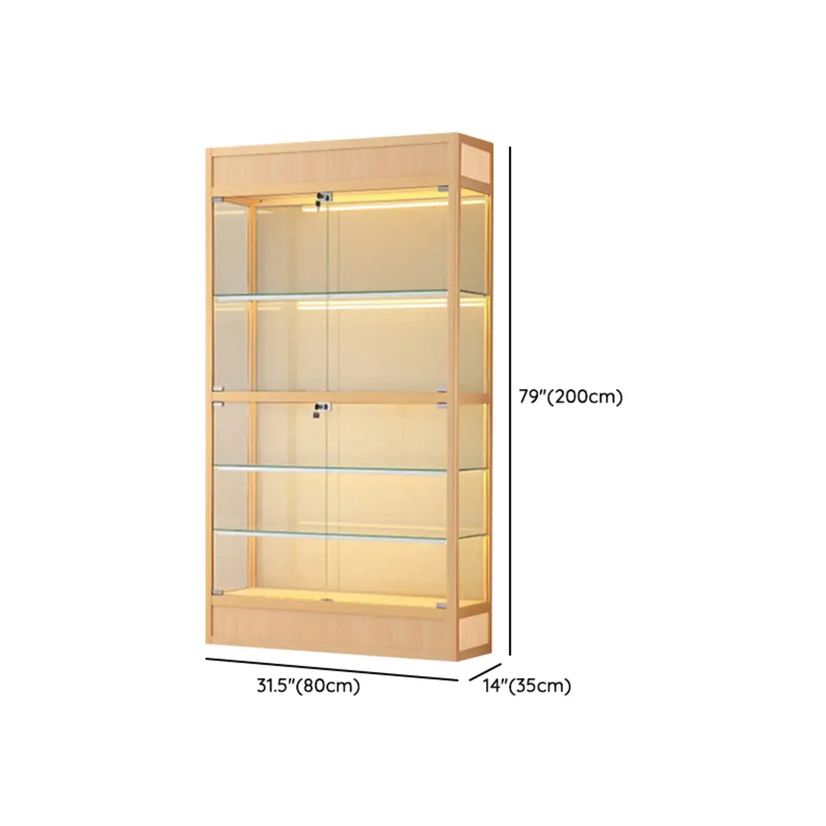 Simple Glass Freestanding Metal Display Cabinet Gold Image - 24