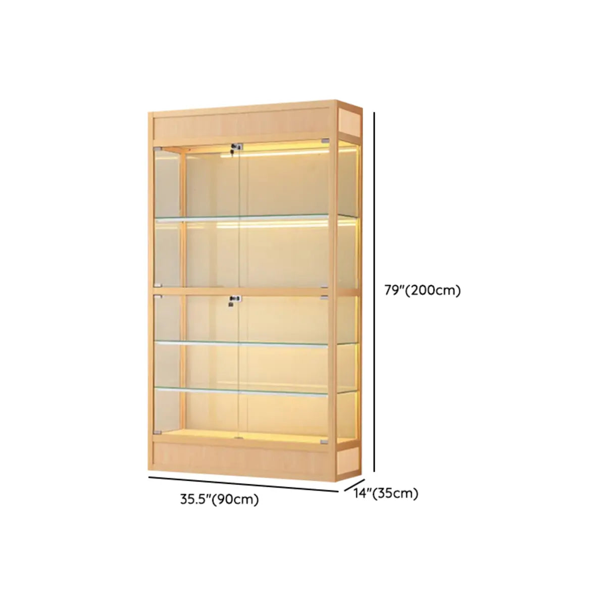 Simple Glass Freestanding Metal Display Cabinet Gold Image - 25