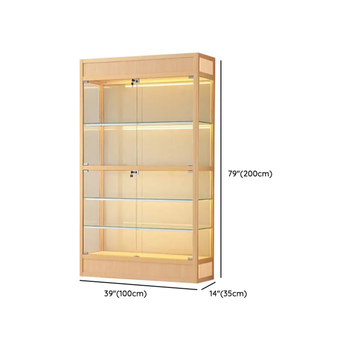 Simple Glass Freestanding Metal Display Cabinet Gold Image - 26