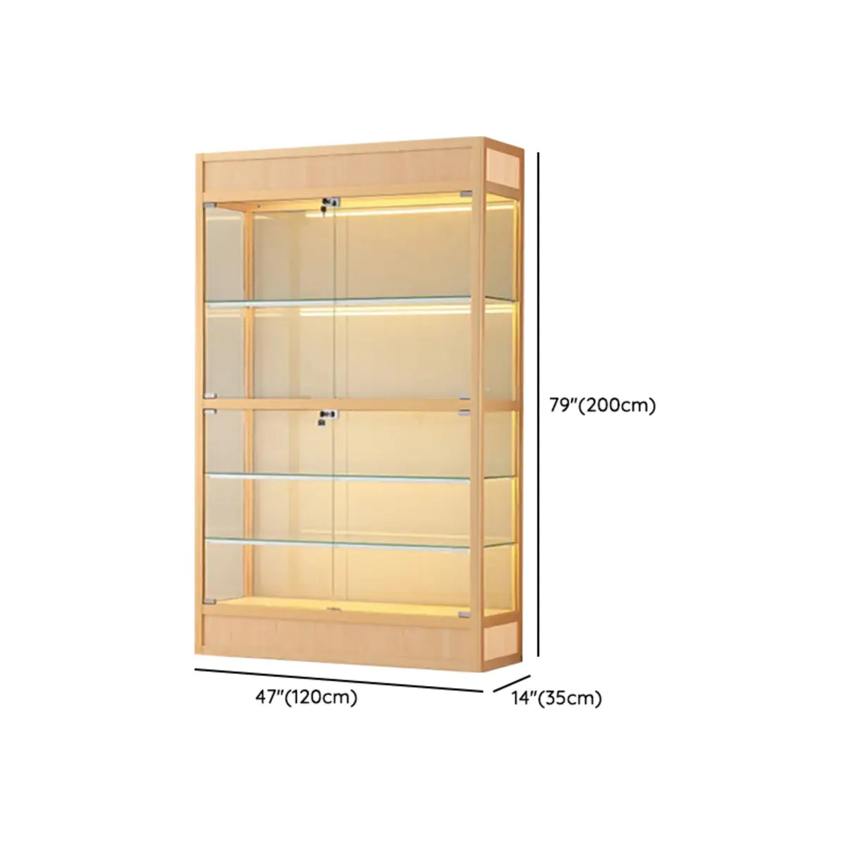 Simple Glass Freestanding Metal Display Cabinet Gold Image - 27