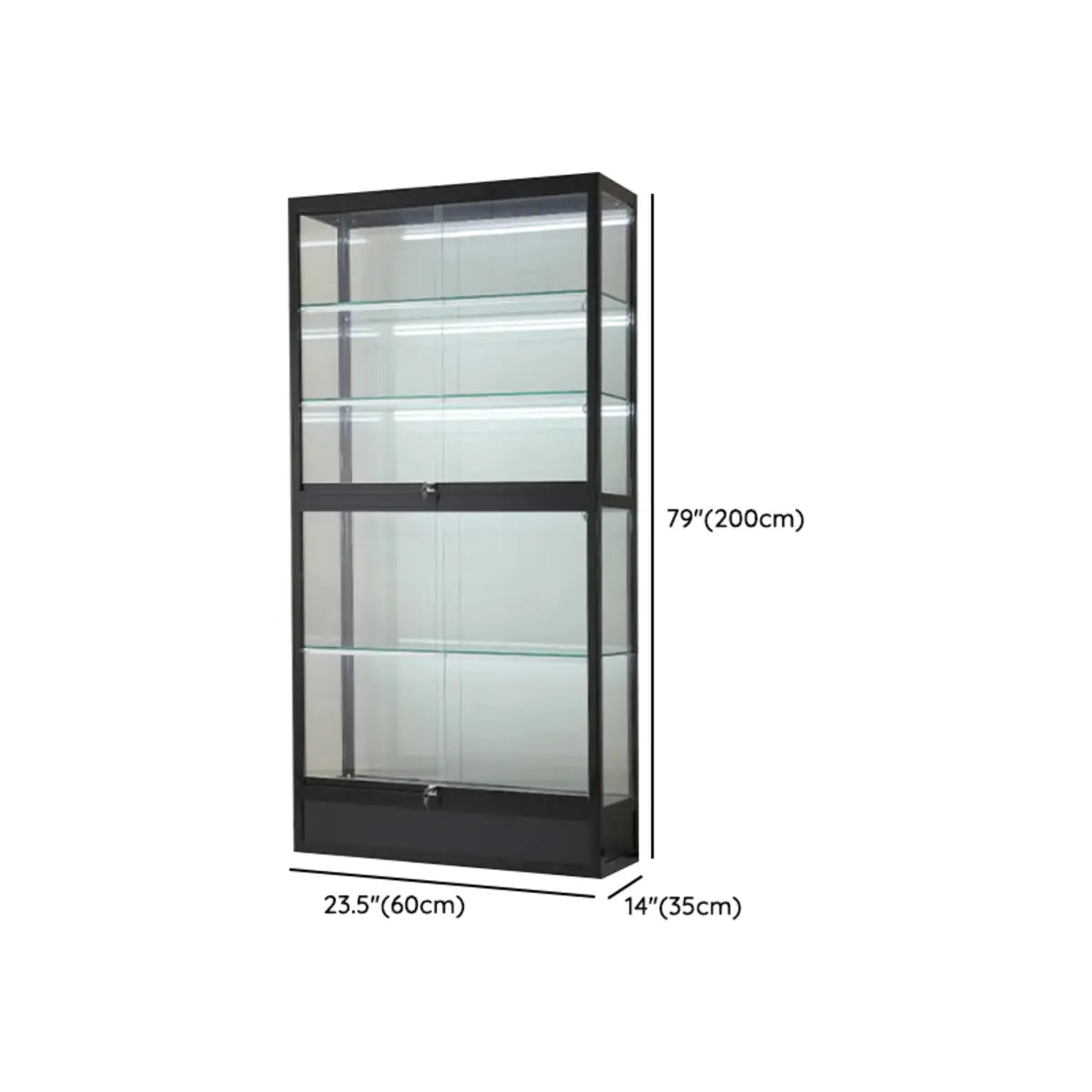 Simple Glass Freestanding Metal Display Cabinet Gold Image - 28