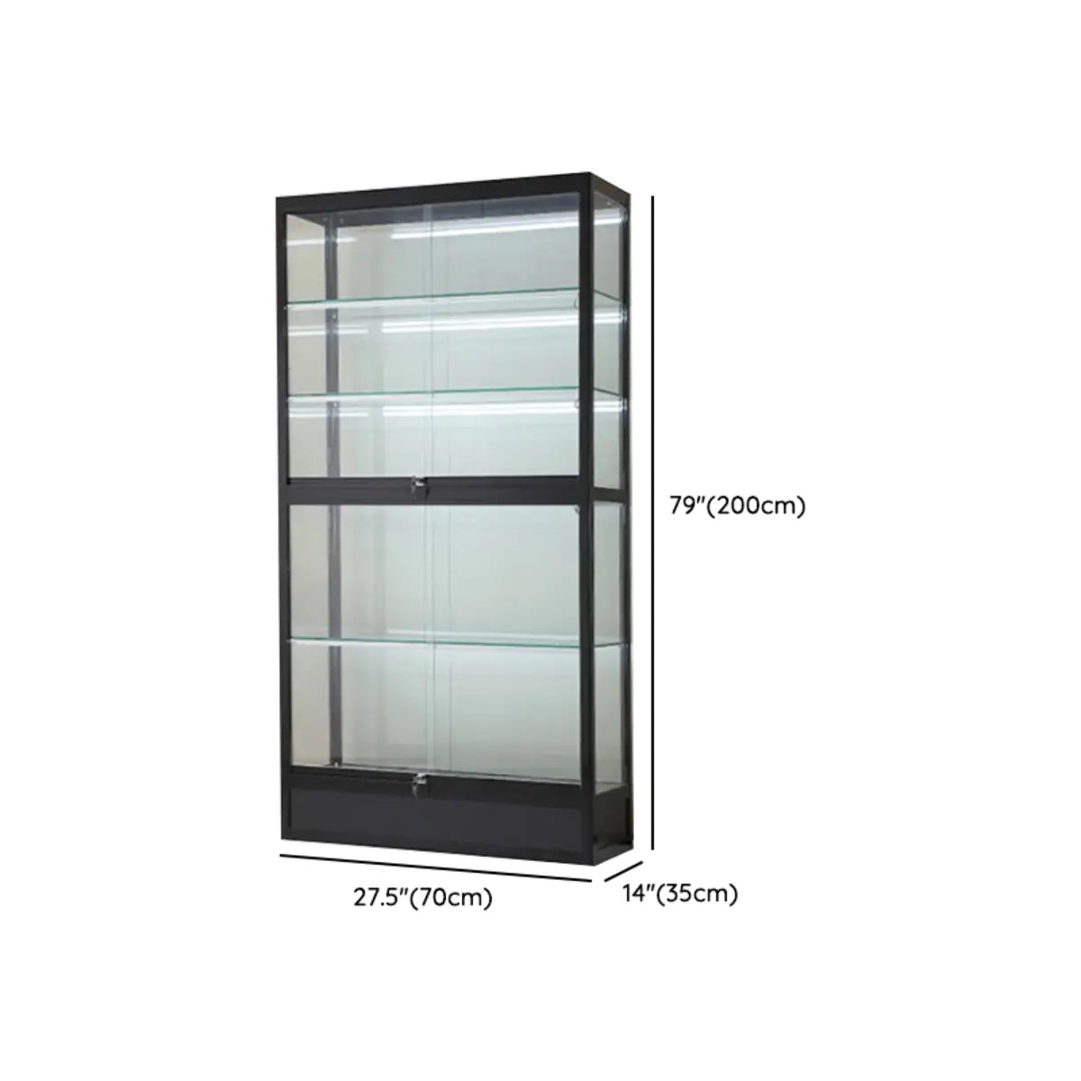 Simple Glass Freestanding Metal Display Cabinet Gold Image - 29