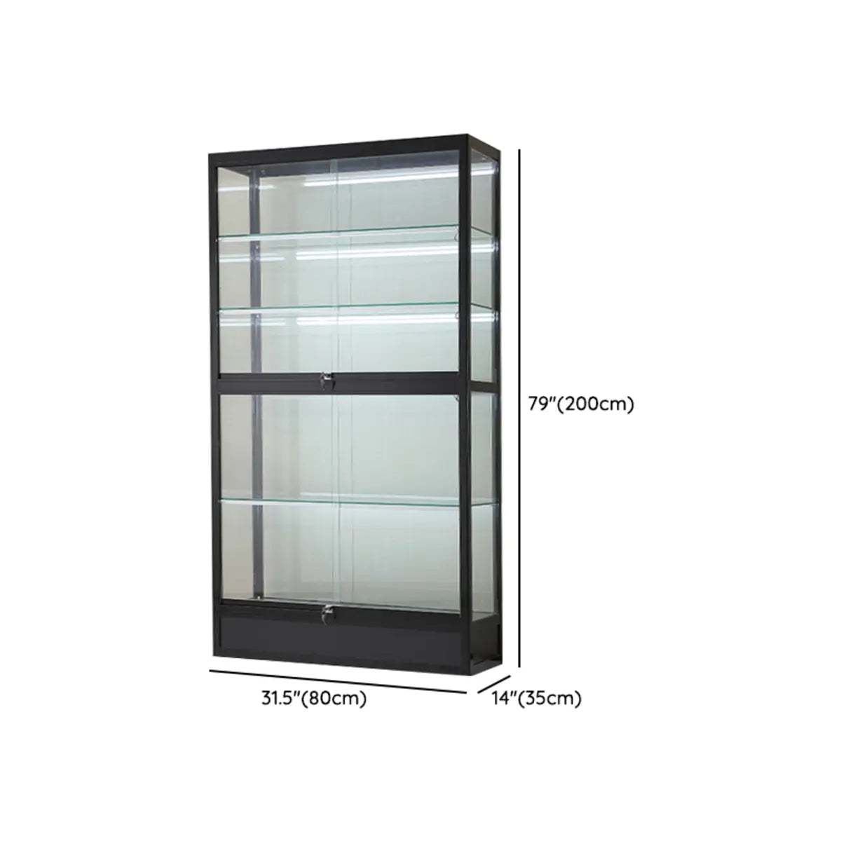 Simple Glass Freestanding Metal Display Cabinet Gold Image - 30