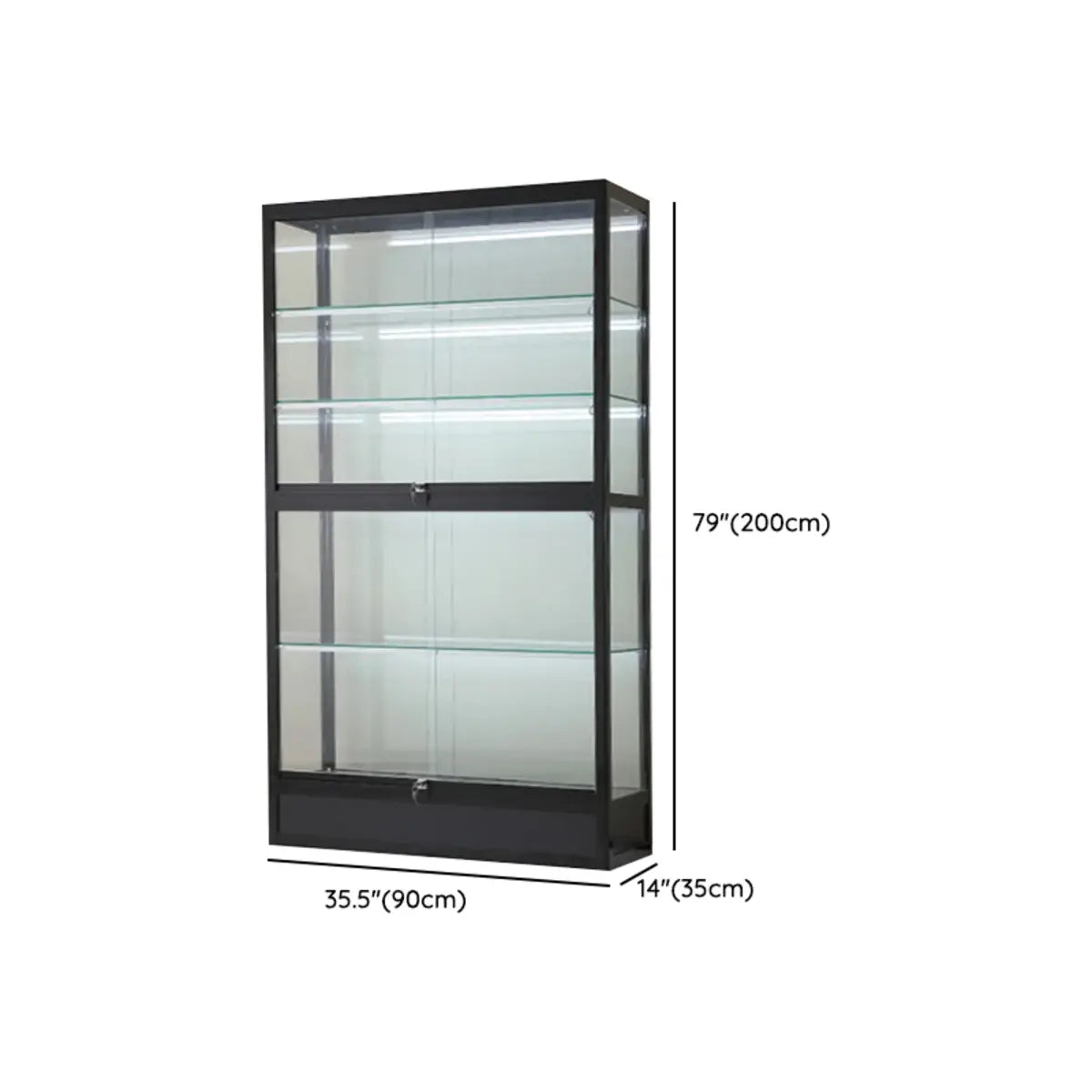 Simple Glass Freestanding Metal Display Cabinet Gold Image - 31