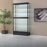 Simple Glass Freestanding Metal Display Cabinet Gold Image - 9