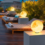 Simple Glass Globe Outdoor Warm Glow Pillar Table Lamp Image - 12